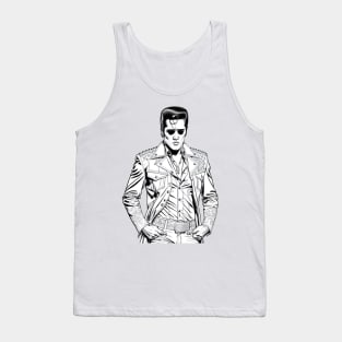 Black sketch of Elvis Tank Top